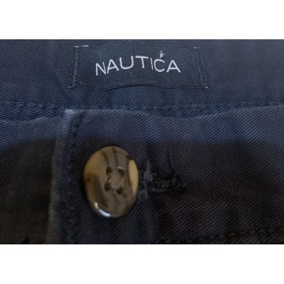 Classic Deck Shorts Mens 34W Navy Blue Chino Flat Front Cotton Pockets Nautica - Picture 6 of 6